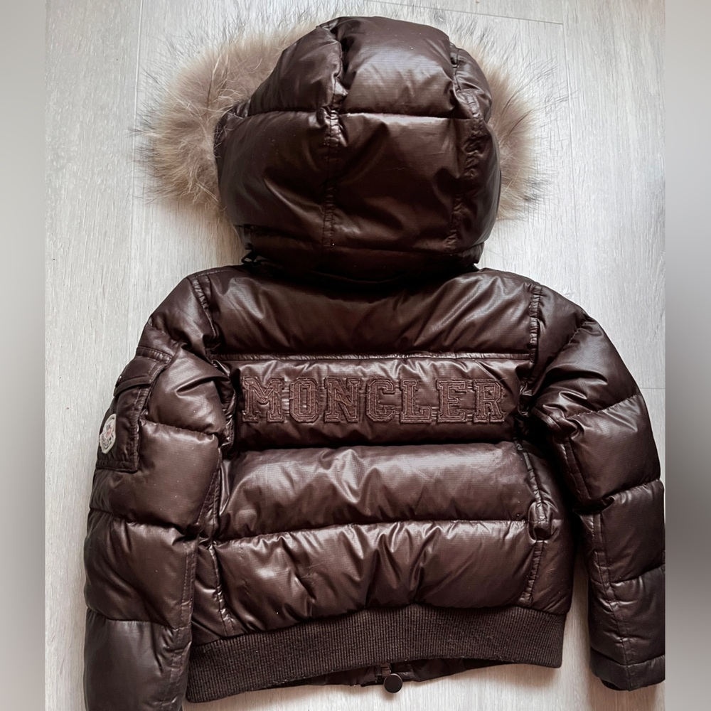 Moncler fur hooded coat size 4